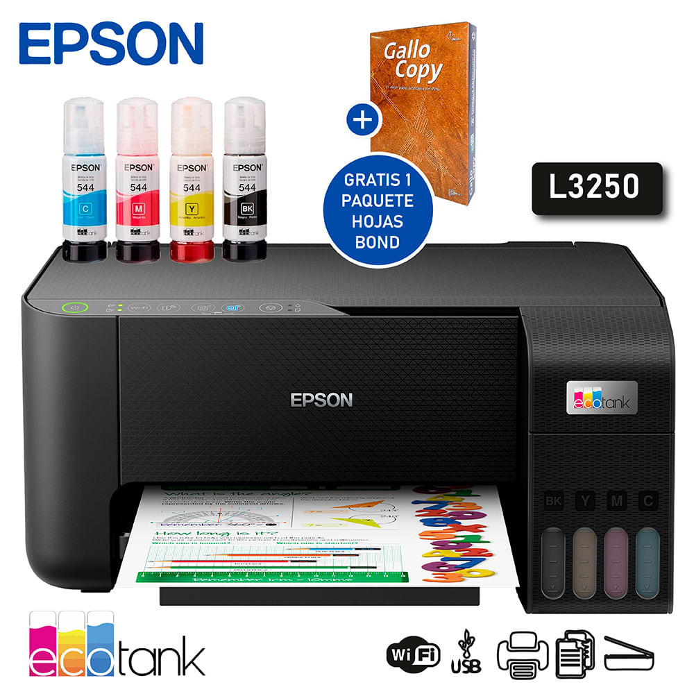 Multifuncional de tinta Epson L3250, USB de alta velocidad (compatible con USB 2.0)