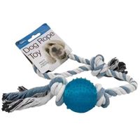 Juguete de cuerda de perro con bola de plástico - Soga azul