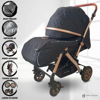 Coche Cuna de Lujo Little Baby «BARCELONA» con Bolso Pañalero Black