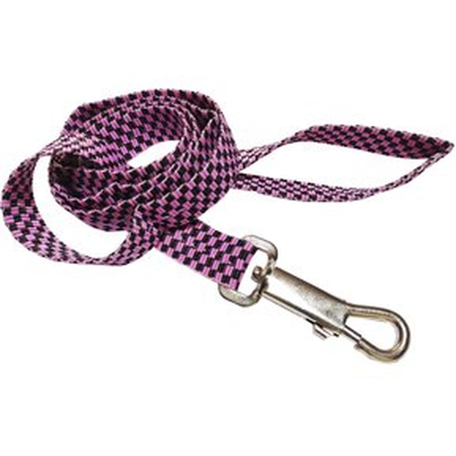 Correa para perro de nylon tejida Rosada - Rosa y negro a cuadros