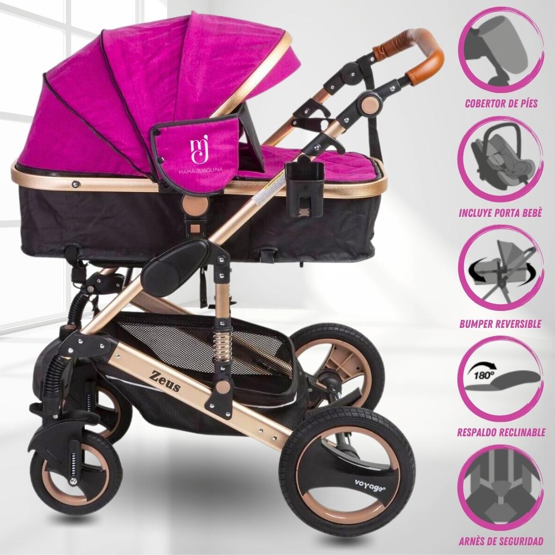 Coche Cuna Travel System «ZEUS» con Porta bebé Fucsia