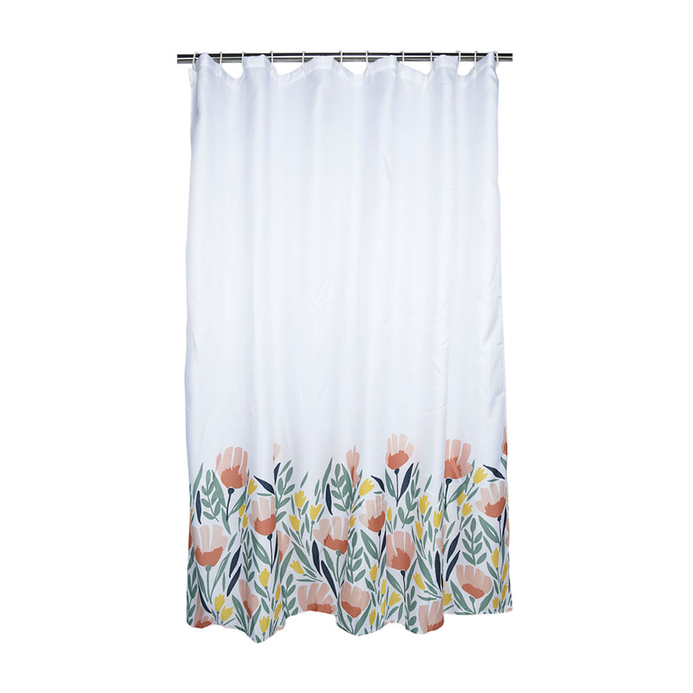 Cortina de Baño con Aros Naranja 180x180cm Poly Agata