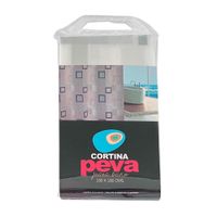 Cortina de Baño con Aros Pitukasa 180x180cm Peva Cuadros Azul