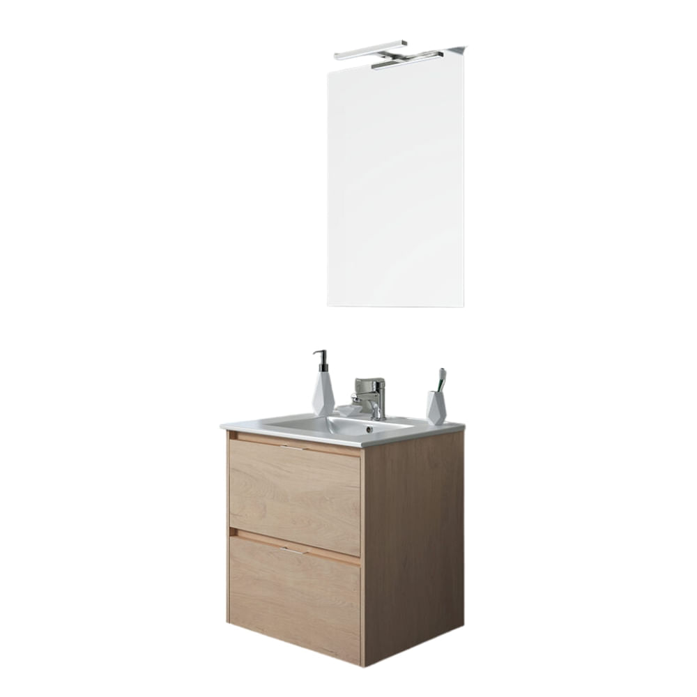 Vanitorio + Lavatorio + Espejo Inca Denver Oak 60cm