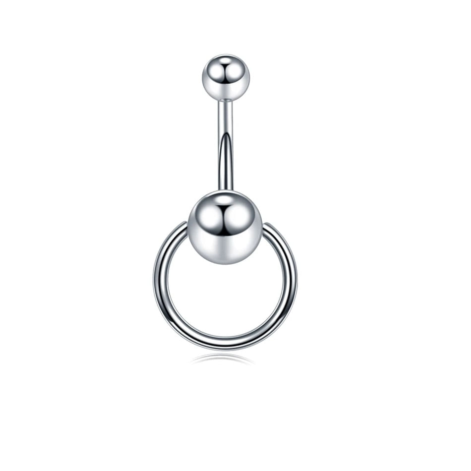 Piercing para ombligo aro plateado