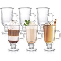 Juego de 6 Tazas de Vidrio para Café Capuccino Tallo Alto