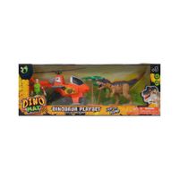 Set De Juego Dinomat Con Helicoptero, Figura Y Dinosaurio