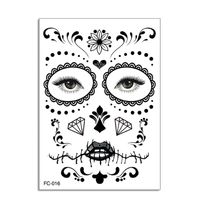 Sticker Tatuaje Temporal negro diamantes Catrina disfraz Halloween