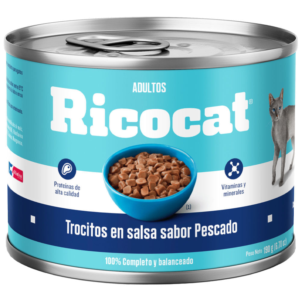 Comida para Perros RICOCAT Adulto Todas las Razas Pescado Lata 190g