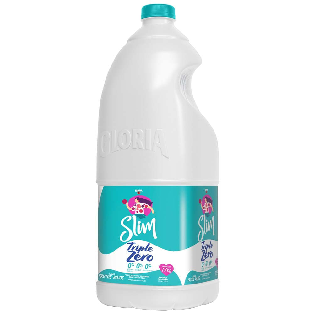 Yogurt GLORIA Slim Triple Zero Sabor a Frutos Rojos Botella 1.7Kg