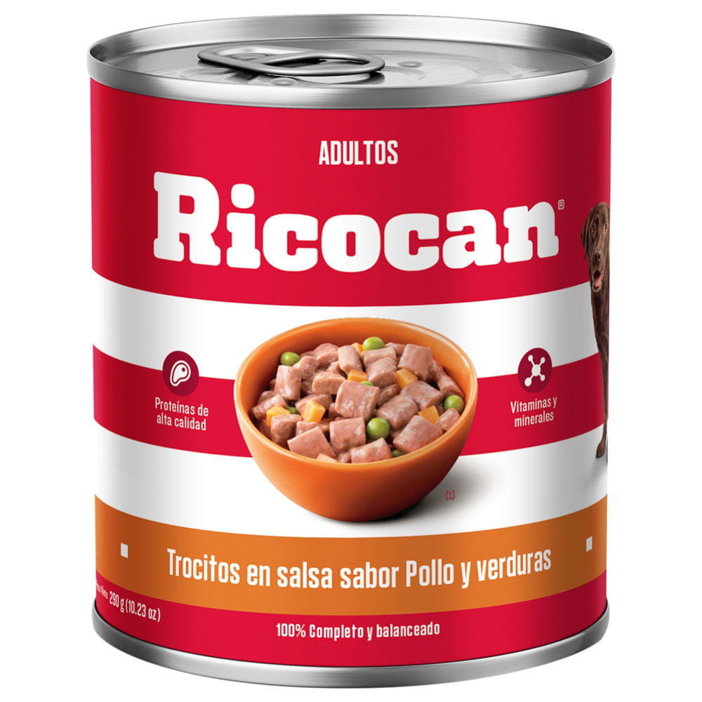 Comida para Perros RICOCAN Adulto Todas las Razas Pollo y Verduras Lata 290g