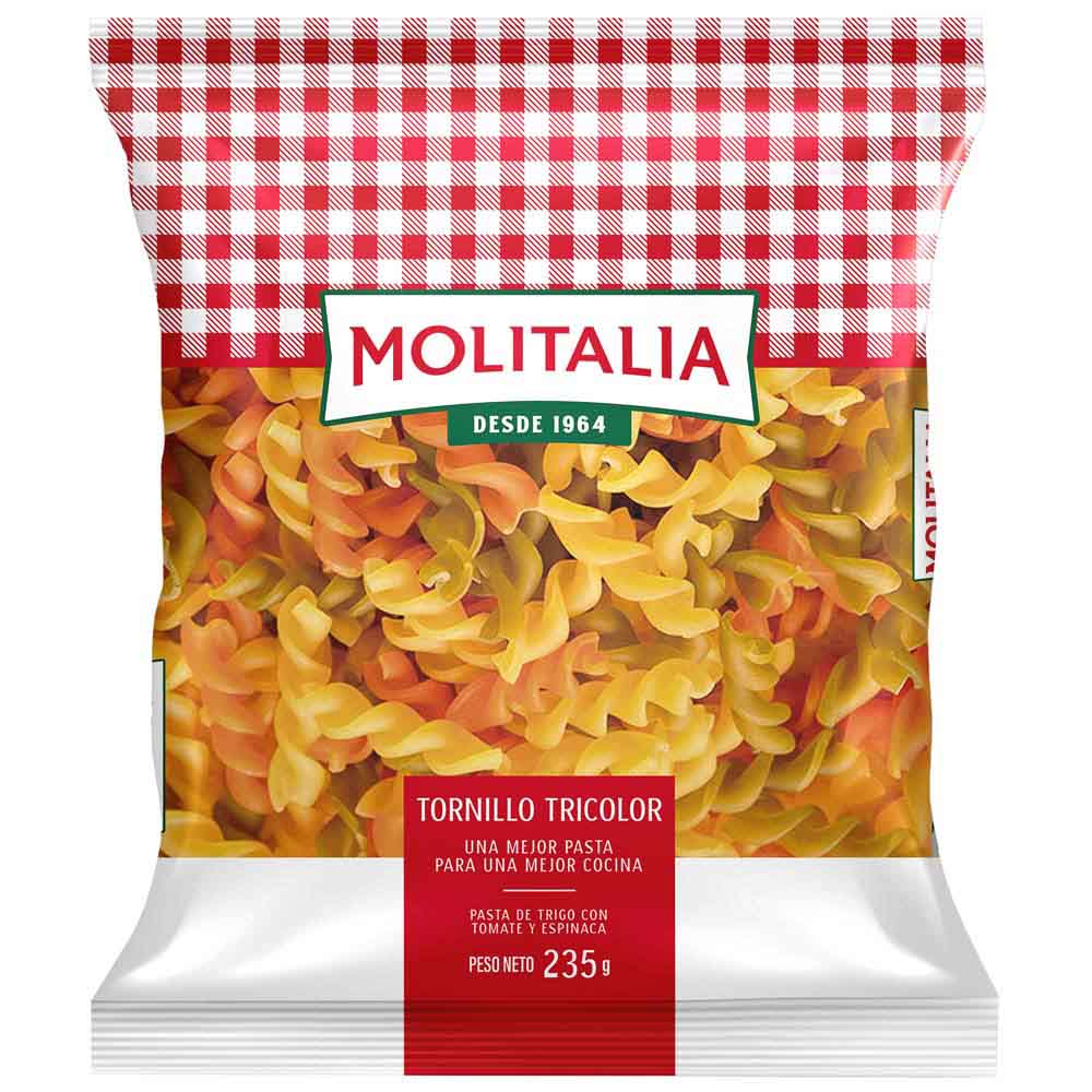 Fideos Fusilli Tricolor MOLITALIA Bolsa 235g