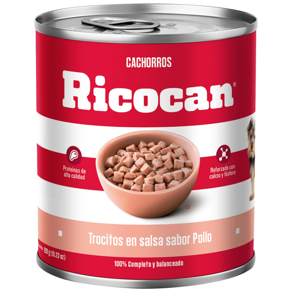 Comida para Perros RICOCAN Cachorro Todas las Razas Pollo Lata 290g