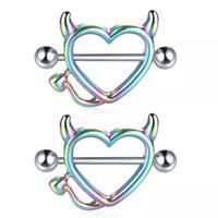 Piercing pezón nipple corazón diablito multicolor