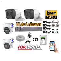 Kit 4 Cámaras de Seguridad Hikvision 5Mp Mas 02 Cámaras Audio Incorporado