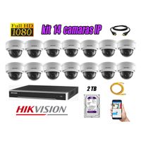 Kit 14 Cámaras de Seguridad Ip Poe Interior Hikvision mas Disco 2Tb Wd Púrpura
