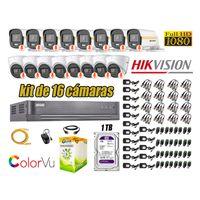 CÁMARAS SEGURIDAD HIKVISION KIT 16 FULL HD | COLORVU VISION COLOR 1TB