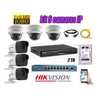 Kit 6 Cámaras de Seguridad Ip Hikvision mas Disco 2Tb Wd Púrpura