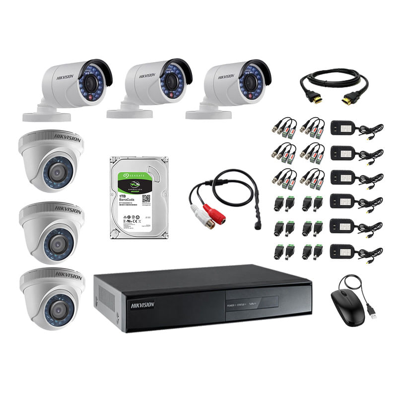 Kit 6 Cámaras de Vigilancia Hikvision Hd 720P 1Tb P2p Kit de Micrófono