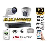 Kit 2 Cámaras de Seguridad Hikvision Hd 720P mas Disco 1Tb Completo P2P