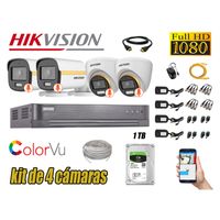 CÁMARAS SEGURIDAD KIT 4 HIKVISION 1080P | COLORVU VISION COLOR 1TB