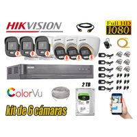 CÁMARAS SEGURIDAD KIT 6 FULL HD HIKVISION | COLORVU VISION COLOR 2TB