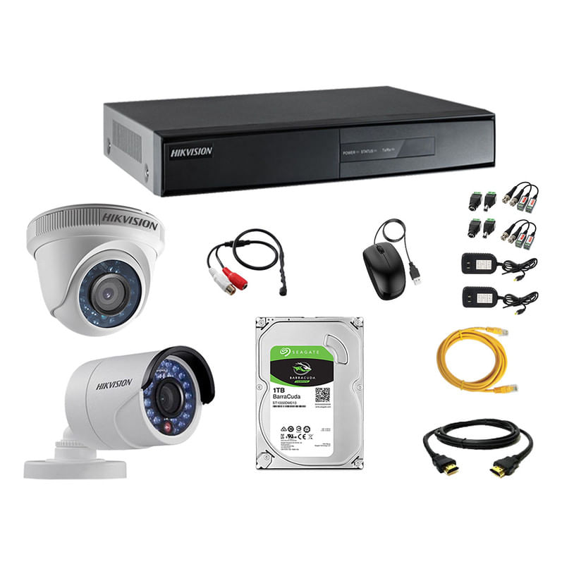 Kit 2 Cámaras de Vigilancia Hikvision Hd 720P 1Tb P2p Mas Kit de Micrófono