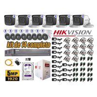 Kit 14 Cámaras de Seguridad Hikvision 5Mp Audio Incorporado Completo
