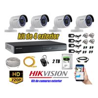 Kit 4 Cámaras de Seguridad Exterior Hikvision Hd 720P Disco 2Tb Wd