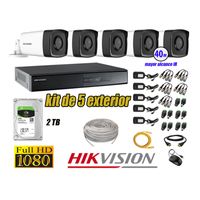 Kit 5 Cámaras de Seguridad Exterior It3F Hikvision Full Hd 1080P Disco 2Tb Hdmi