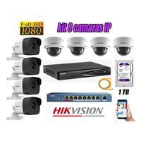 Kit 8 Cámaras de Seguridad Ip Hikvision mas Disco 1Tb Wd Púrpura