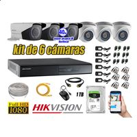 Kit 6 Cámaras de Seguridad Hikvision Full Hd 1080P mas Disco 1Tb Mayor Alcance Varifocal P2p