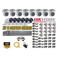 Kit 14 Cámaras de Seguridad Hikvision Hd 720P mas Cable Hdmi P2P