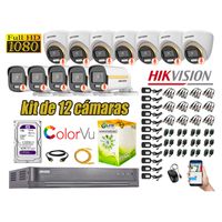 CÁMARAS SEGURIDAD KIT 12 HIKVISION 1080P | COLORVU VISION COLOR 1TB
