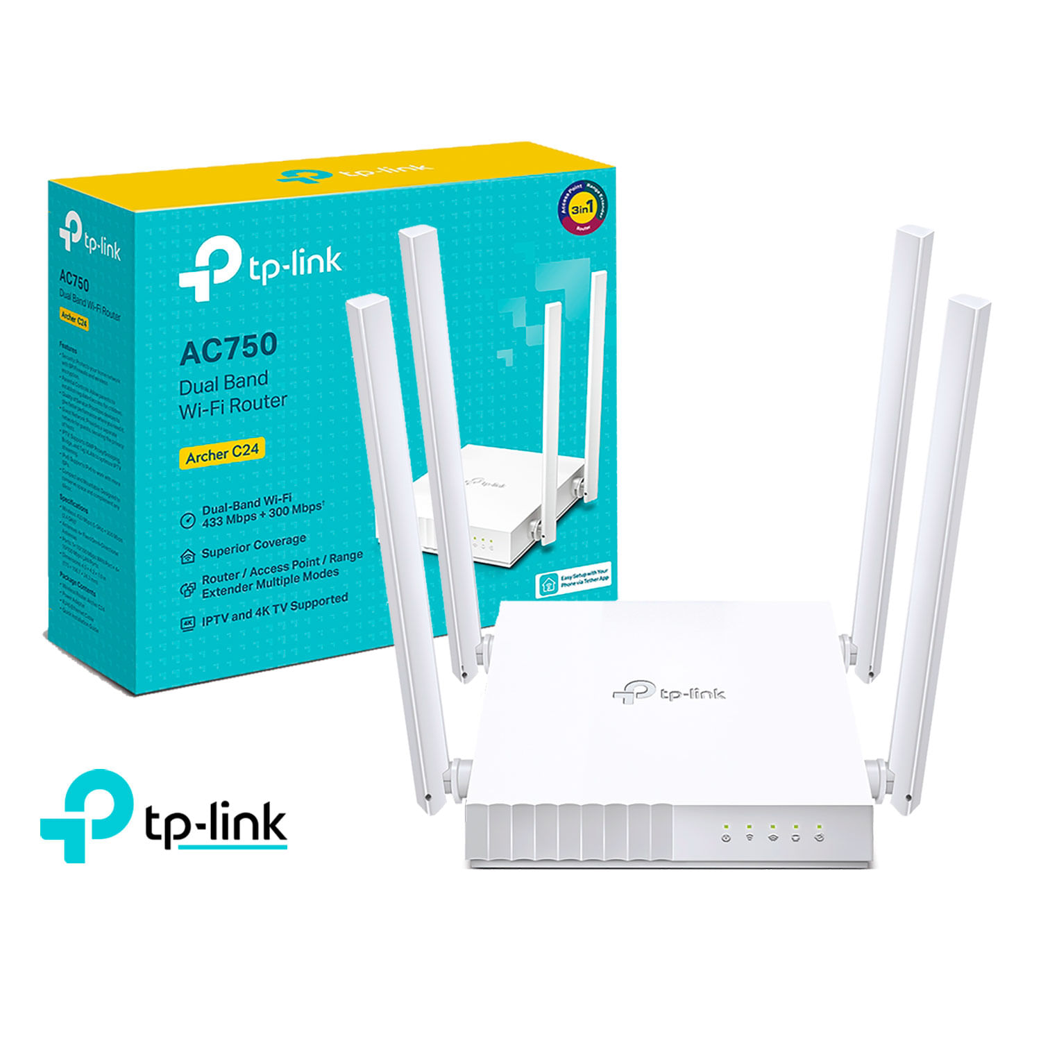 TP-Link Router Archer C24 AC750 Wireless 5 GHz 2,4 GHz Doble Banda