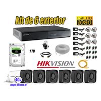 Kit 6 Cámaras de Seguridad Exterior It3F Hikvision Full Hd 1080P mas Disco 1Tb Hdmi