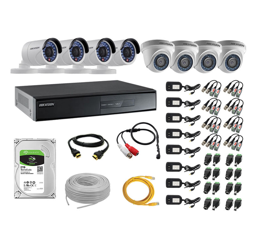 Kit 8 Cámaras de Vigilancia Hikvision Hd 720P Tb P2p Kit de Micrófono
