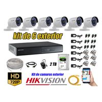 Kit 6 Cámaras de Seguridad Exterior Hikvision Hd 720P mas Disco 2Tb P2P