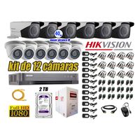 Kit 12 Cámaras de Seguridad Hikvision Full Hd 1080P mas Disco 2Tb Mayor Alcance Varifocal P2p