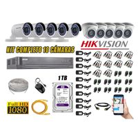 Kit 10 Cámaras de Seguridad Hikvision Full Hd 1080P mas Disco 1Tb Completo