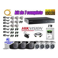 Kit 7 Cámaras de Seguridad Hikvision Full Hd 1080P mas Disco 2Tb Mayor Alcance Varifocal P2p