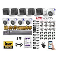 Kit 10 Cámaras de Seguridad Hikvision 5Mp 05 Cámaras Audio Incorporado