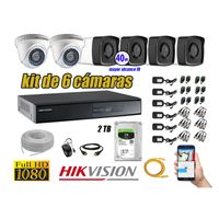 Kit 6 Cámaras de Seguridad It3F Hikvision Full Hd 1080P mas Disco 2Tb P2p Mayor Alcance