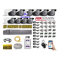 Kit 10 Cámaras de Seguridad Exterior Varifocal Hikvision Full Hd 1080P P2p Disco 2Tb Wd