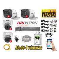 Kit 4 Cámaras de Seguridad Hikvision Audio con Incorporado Full HD 2Mp