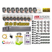 CÁMARAS SEGURIDAD KIT 16 HIKVISION 1080P | COLORVU VISION COLOR 2TB