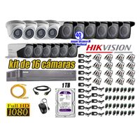 Kit 16 Cámaras de Seguridad Hikvision Full Hd 1080P mas Disco 1Tb Mayor Alcance Varifocal Ip66