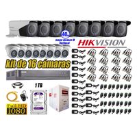 Kit 16 Cámaras de Seguridad Hikvision Full Hd 1080P mas Disco 1Tb P2p Mayor Alcance Varifocal Ip66