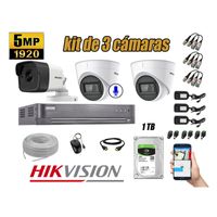 Kit 3 Cámaras de Seguridad Hikvision 5Mp 1 Cámara Audio Incorporado