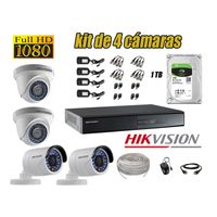 Kit 4 Cámaras de Seguridad Hikvision Full Hd 1080P mas Disco 1Tb Completo